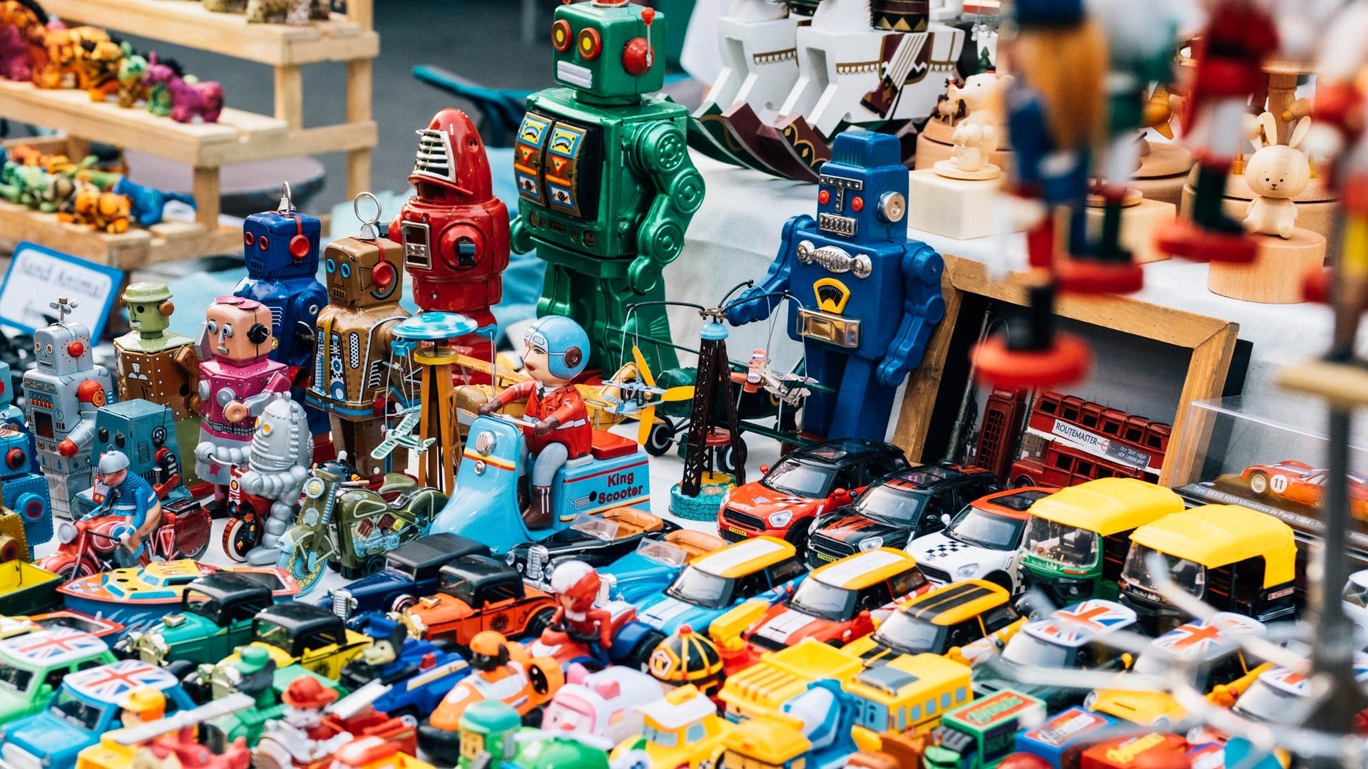 A colorful collection of toys