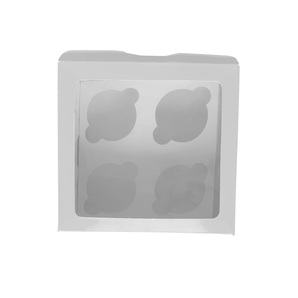 CAJA BLANCA PARA 4 CUPCAKES