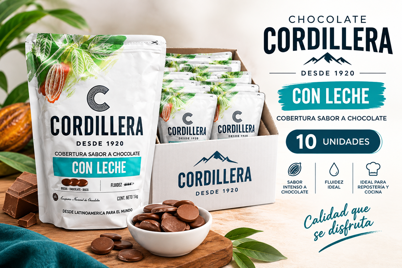 COBERTURA DE LECHE CORDILLERA (CAJA 10 UN)