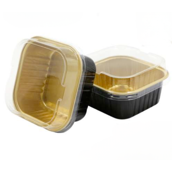 ENVASE CUADRADO NEGRO/ORO 10UN