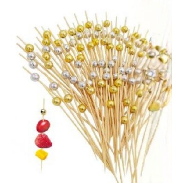 MONTADIENTES DE BAMBOO DORADO/PLATEADO 50UN