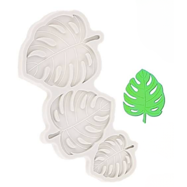 MOLDE DE SILICONA HOJA DE MOSTERA X3