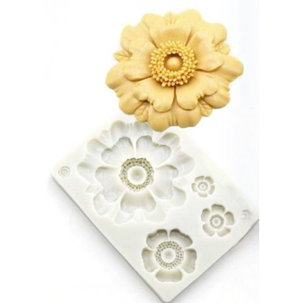 MOLDE SILICONA FLOR X4