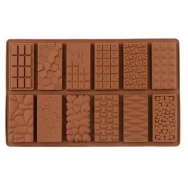 MOLDE DE SILICONA BARRAS DE CHOCOLATE SURTIDAS