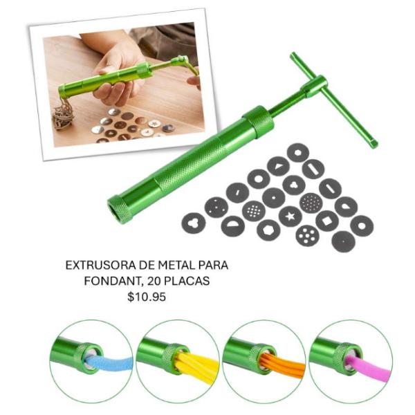 EXTRUSORA DE METAL PARA FONDANT, 20 PLACAS